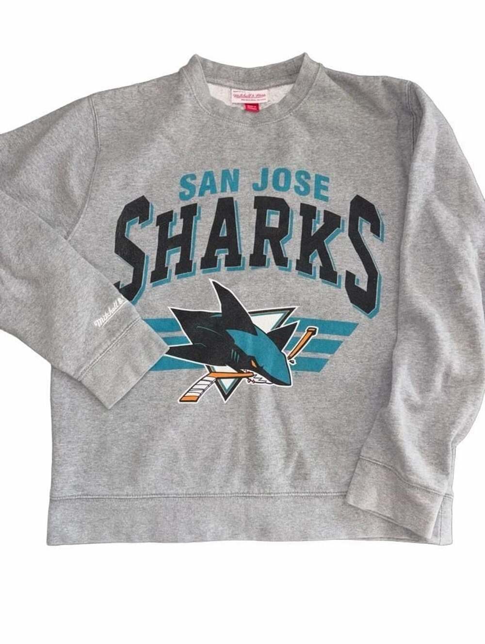 Mitchell & Ness San Jose Sharks Crewneck Sweatshirt Gray